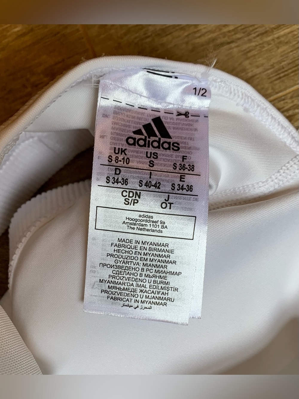 adidas White Racerback Sports Bra with Black Logo NWT - S - Picture 6 of 8